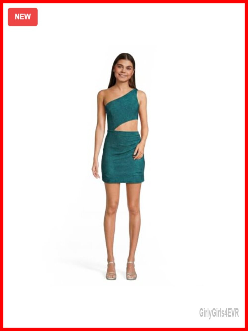 One Shoulder Metallic Mini Dress Cutout Bodycon Cocktail Party